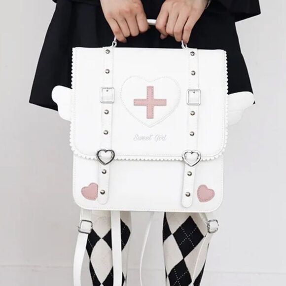 Japanese Sweet Lolita Kawaii Heart Angel Wing Backpack - Picture 1 of 5